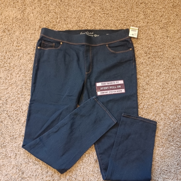 Gloria Vanderbilt Womens Avery Pull On Slim Leg Mid-Rise Blue Jean Pants - Picture 2 of 11